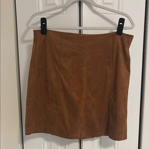 Elegant Brown Suede Skirt